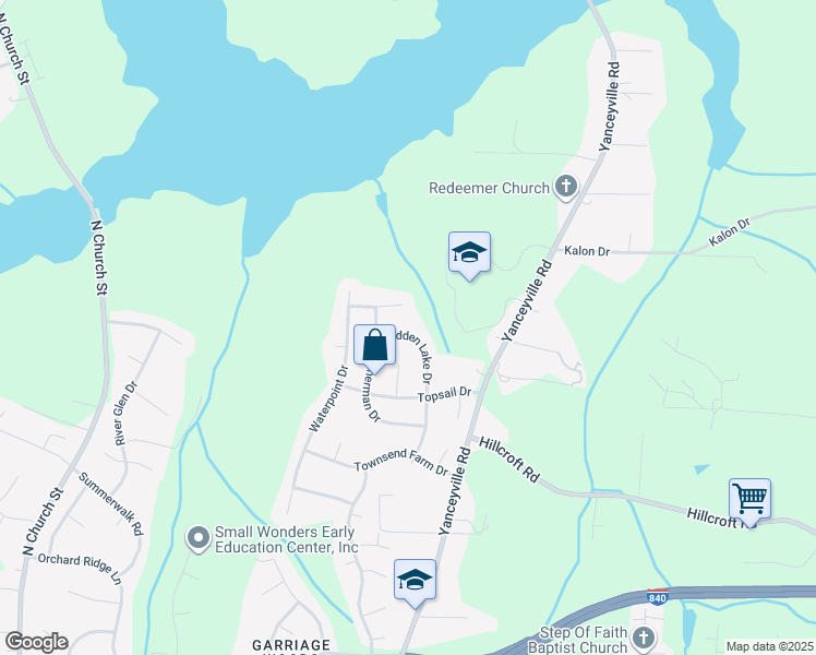map of restaurants, bars, coffee shops, grocery stores, and more near 5721 Hidden Lake Drive in Browns Summit