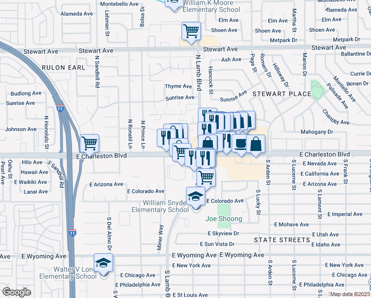 map of restaurants, bars, coffee shops, grocery stores, and more near 4300 Nevada 159 in Las Vegas