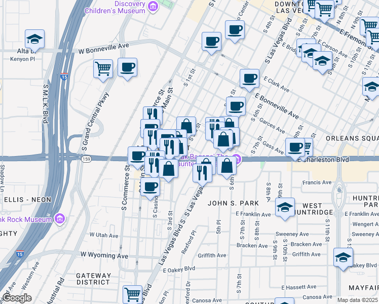 map of restaurants, bars, coffee shops, grocery stores, and more near 333 Nevada 159 in Las Vegas