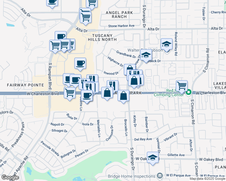 map of restaurants, bars, coffee shops, grocery stores, and more near 8600 West Charleston Boulevard in Las Vegas