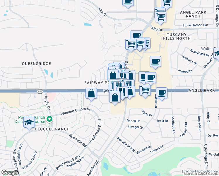 map of restaurants, bars, coffee shops, grocery stores, and more near 1040 Coatbridge Street in Las Vegas