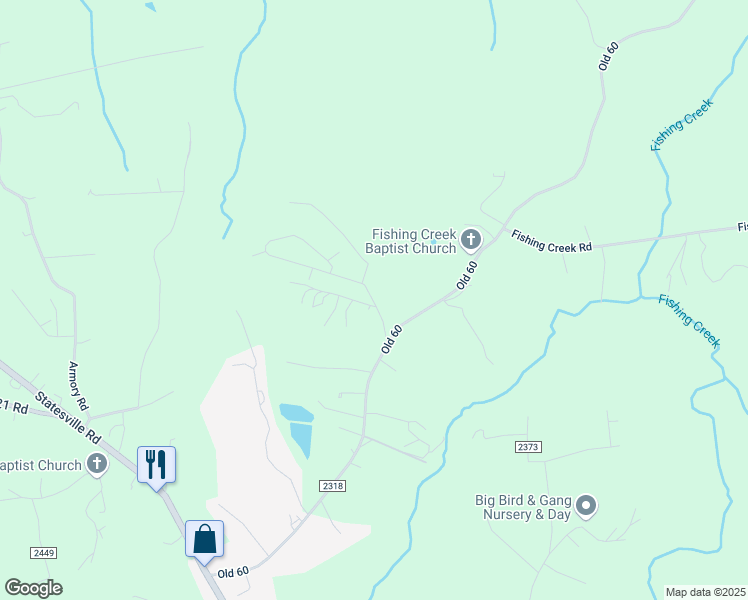 map of restaurants, bars, coffee shops, grocery stores, and more near 596 Holland Woods Road in Wilkesboro