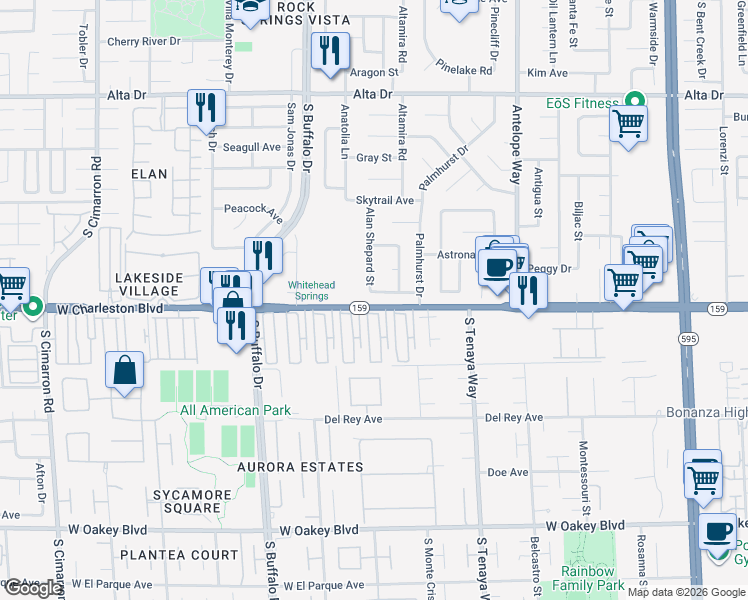 map of restaurants, bars, coffee shops, grocery stores, and more near 7233 William Anders Avenue in Las Vegas