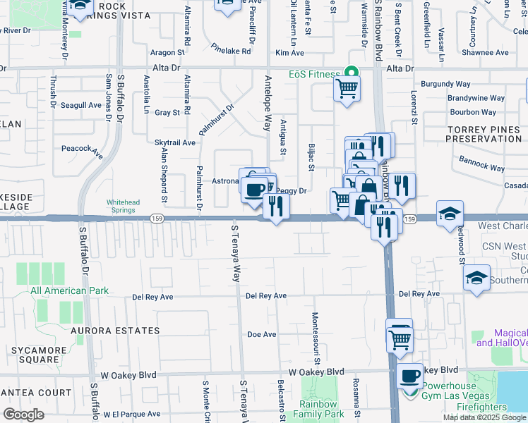 map of restaurants, bars, coffee shops, grocery stores, and more near in Las Vegas