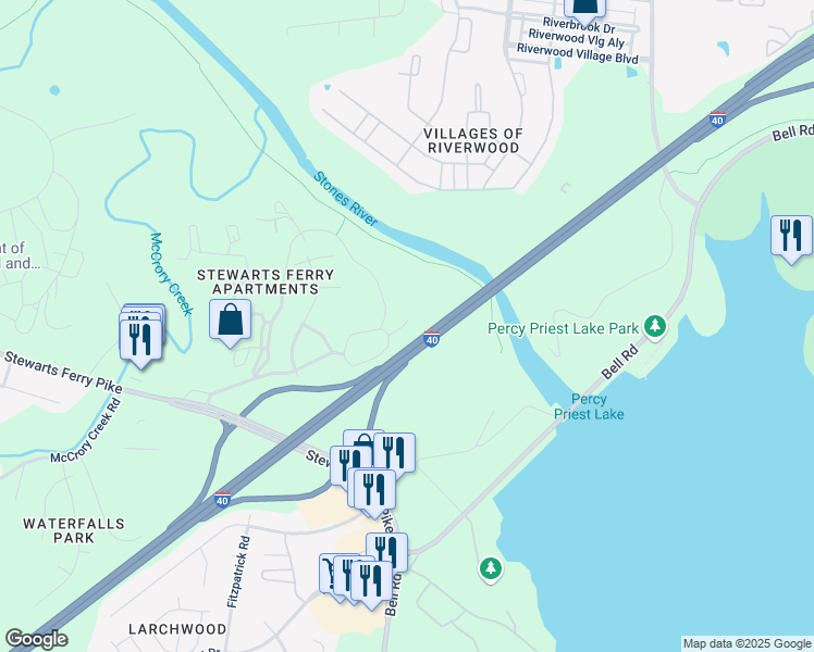 map of restaurants, bars, coffee shops, grocery stores, and more near 946 Green Briar Trace in Nashville