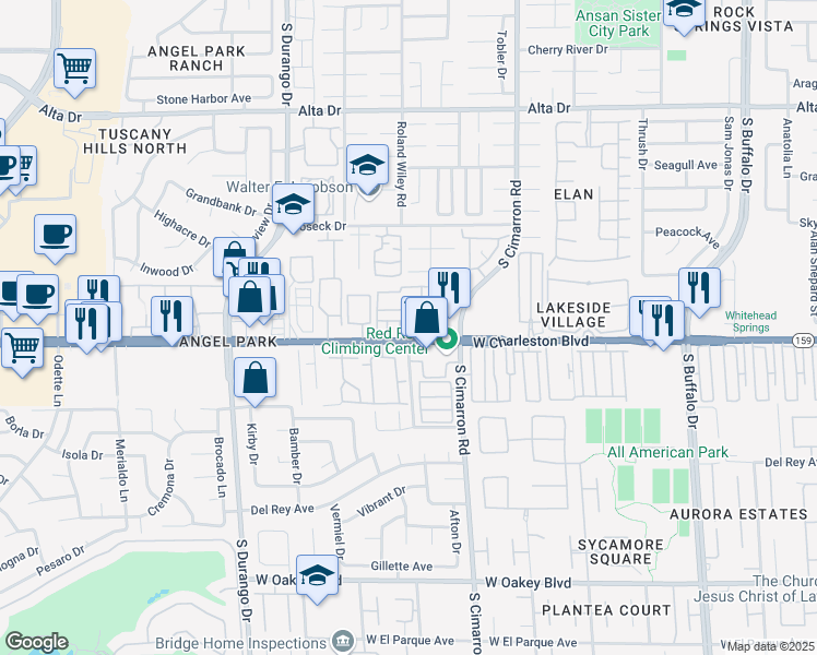 map of restaurants, bars, coffee shops, grocery stores, and more near 8301 West Charleston Boulevard in Las Vegas