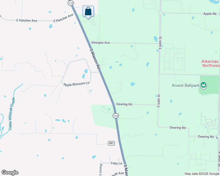 map of restaurants, bars, coffee shops, grocery stores, and more near 1237 South Maestri Road in Springdale