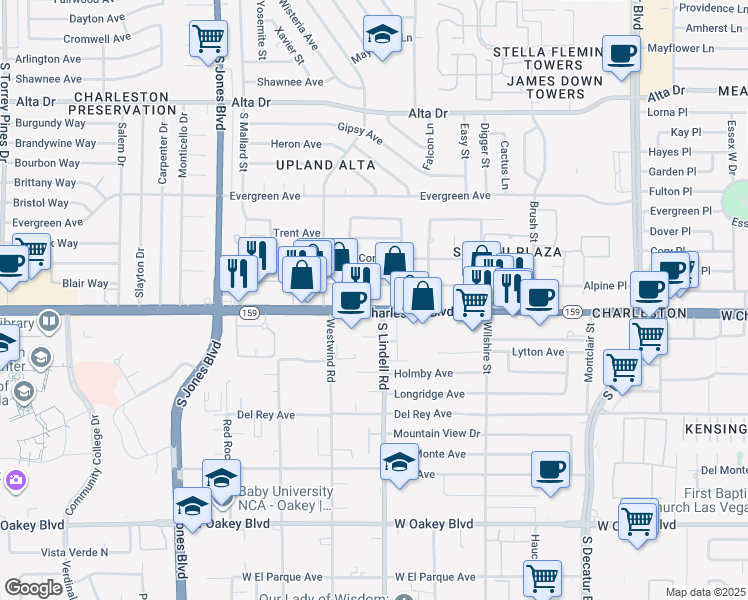 map of restaurants, bars, coffee shops, grocery stores, and more near in Las Vegas