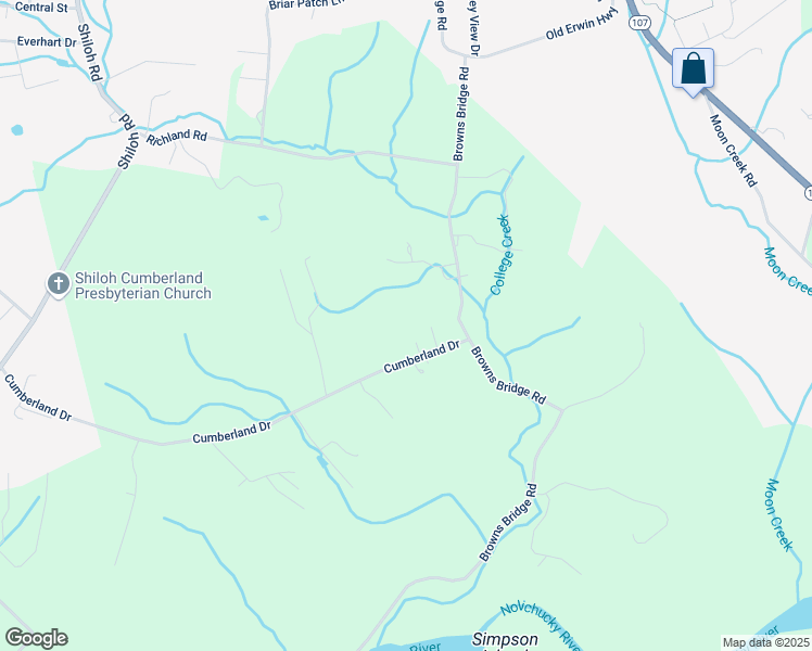 map of restaurants, bars, coffee shops, grocery stores, and more near 1009 Cumberland Drive in Greeneville
