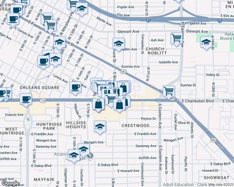 map of restaurants, bars, coffee shops, grocery stores, and more near in Las Vegas