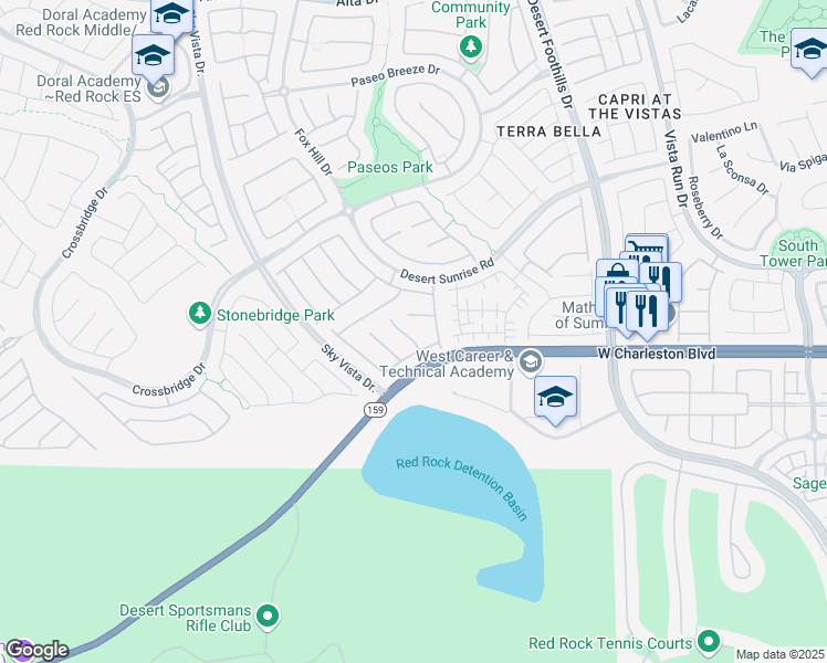 map of restaurants, bars, coffee shops, grocery stores, and more near 940 Tudela Court in Las Vegas