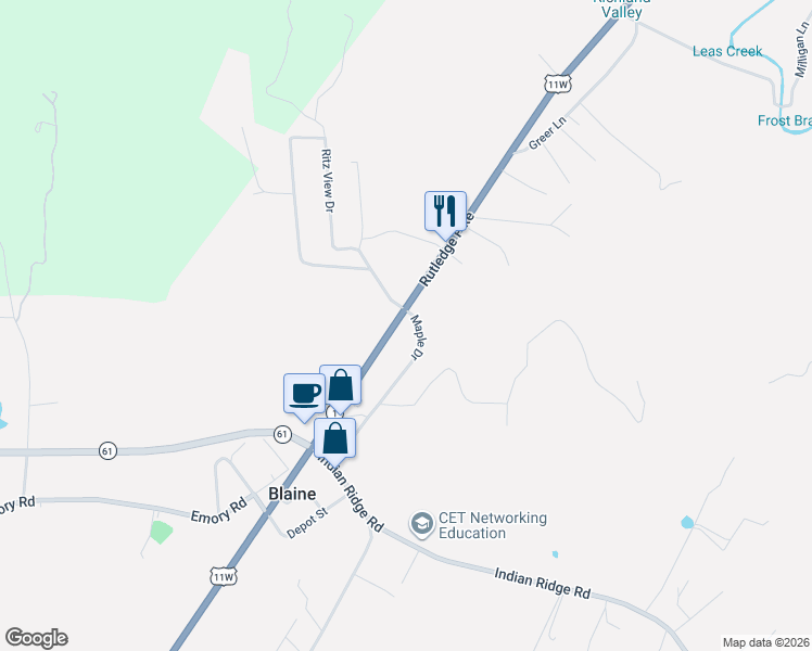 map of restaurants, bars, coffee shops, grocery stores, and more near 1164 Rutledge Pike in Blaine