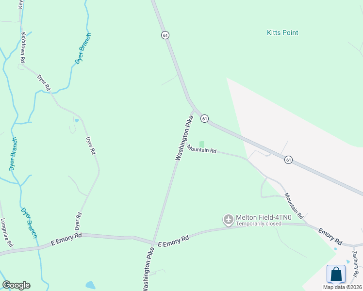 map of restaurants, bars, coffee shops, grocery stores, and more near 10647 Washington Pike in Luttrell