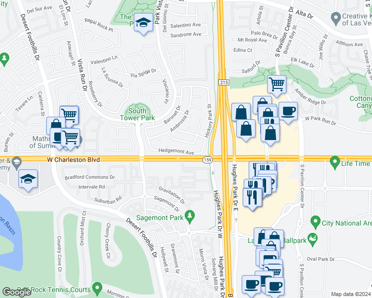 map of restaurants, bars, coffee shops, grocery stores, and more near 11228 Hedgemont Avenue in Las Vegas