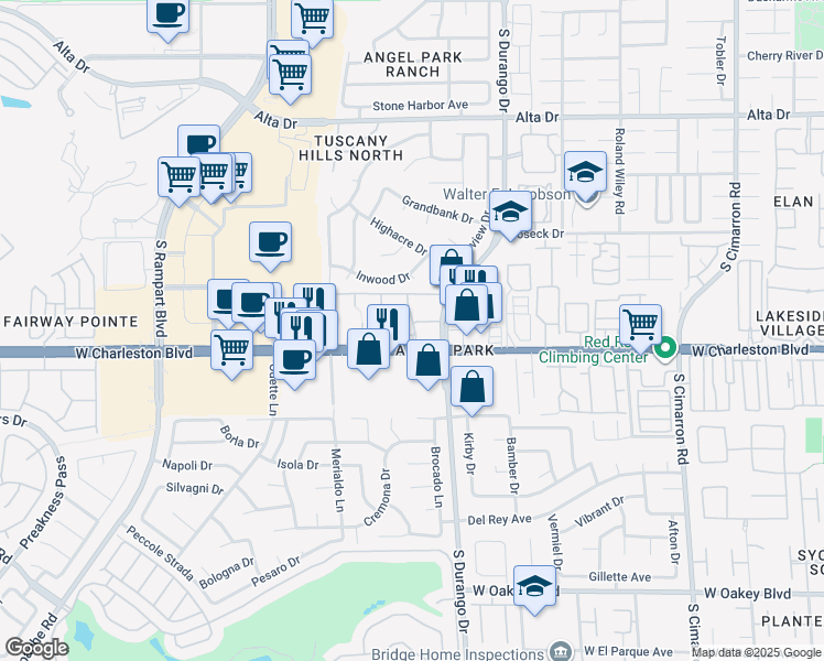 map of restaurants, bars, coffee shops, grocery stores, and more near 8600 West Charleston Boulevard in Las Vegas