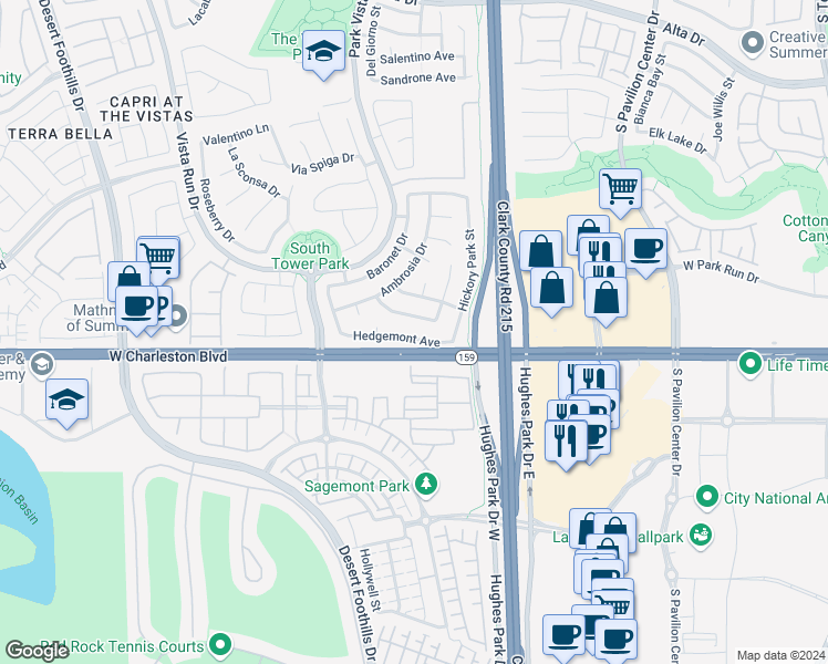 map of restaurants, bars, coffee shops, grocery stores, and more near 11228 Hedgemont Avenue in Las Vegas