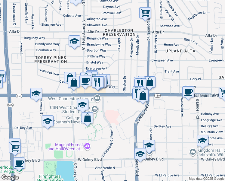 map of restaurants, bars, coffee shops, grocery stores, and more near in Las Vegas