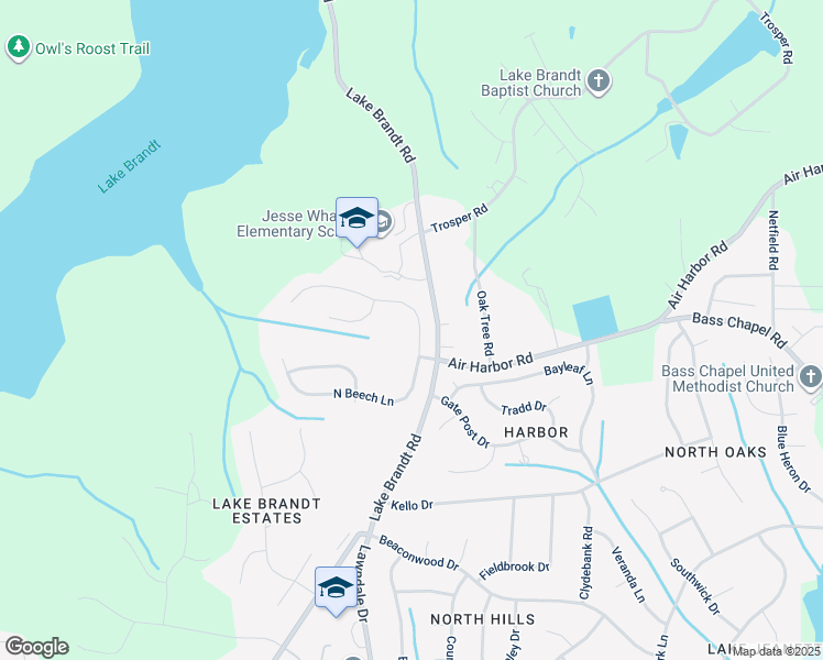 map of restaurants, bars, coffee shops, grocery stores, and more near 2507 North Beech Lane in Greensboro