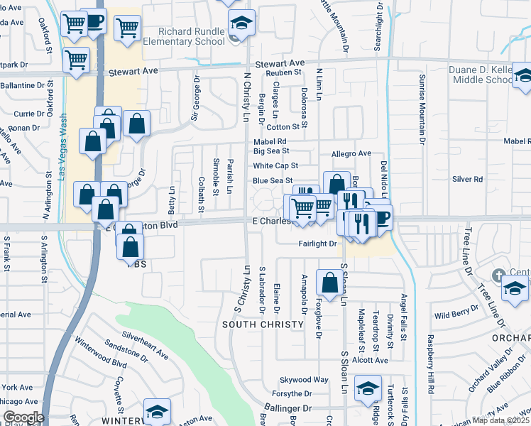 map of restaurants, bars, coffee shops, grocery stores, and more near 1131 Fall Breeze Drive in Las Vegas