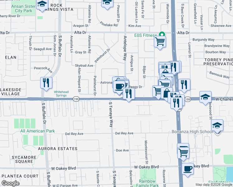 map of restaurants, bars, coffee shops, grocery stores, and more near in Las Vegas