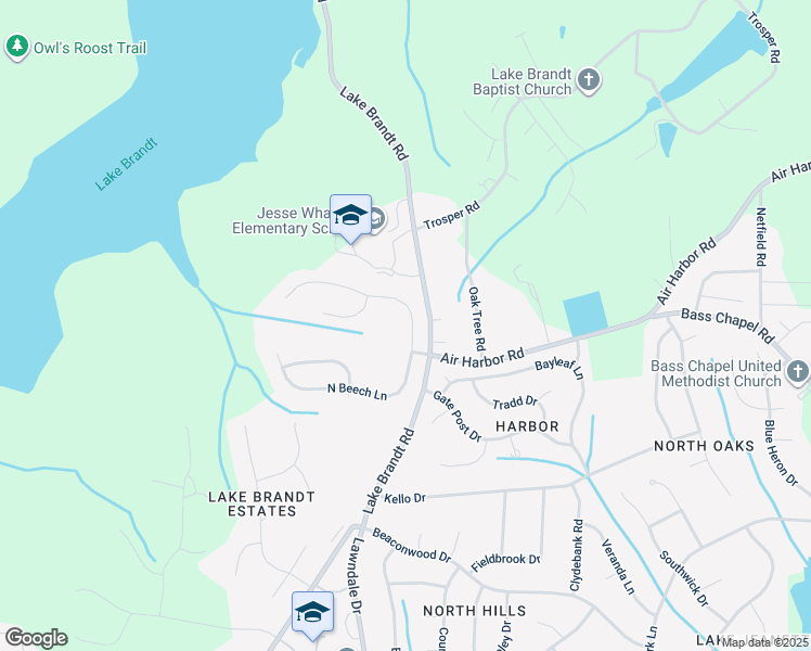 map of restaurants, bars, coffee shops, grocery stores, and more near 2507 North Beech Lane in Greensboro