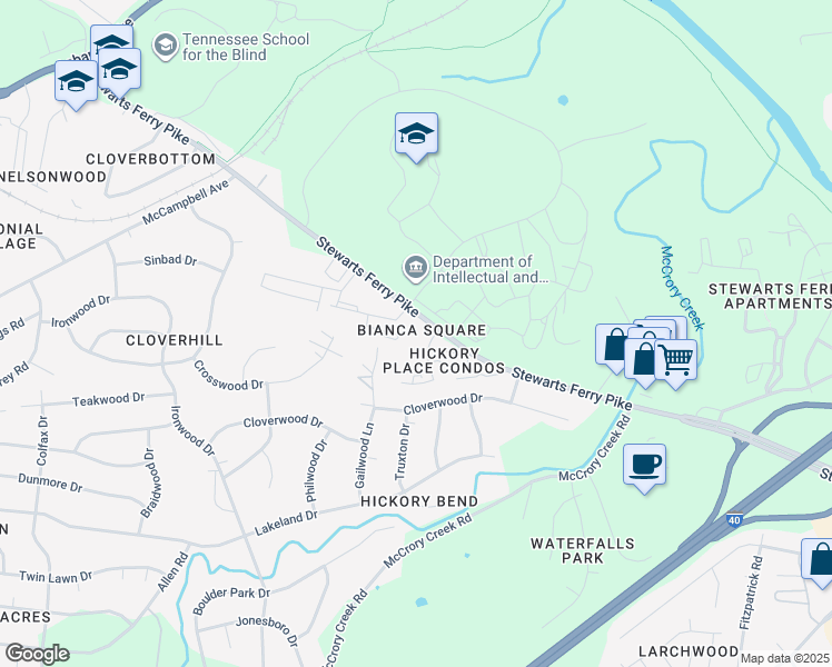 map of restaurants, bars, coffee shops, grocery stores, and more near 110 Hickory Hill Court in Nashville