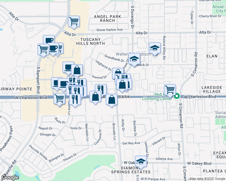 map of restaurants, bars, coffee shops, grocery stores, and more near 8600 West Charleston Boulevard in Las Vegas