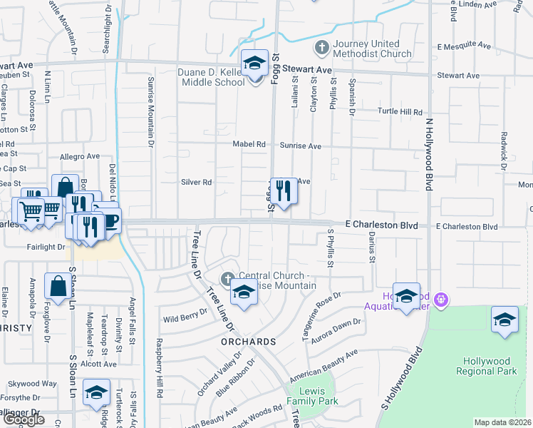 map of restaurants, bars, coffee shops, grocery stores, and more near 6289 Cyclone Avenue in Las Vegas