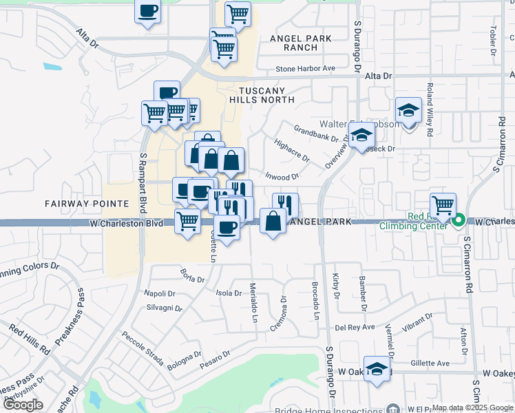 map of restaurants, bars, coffee shops, grocery stores, and more near 8600 West Charleston Boulevard in Las Vegas