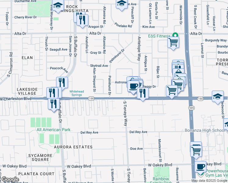 map of restaurants, bars, coffee shops, grocery stores, and more near 1020 Eugene Cernan Street in Las Vegas