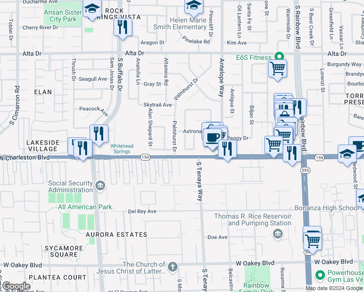 map of restaurants, bars, coffee shops, grocery stores, and more near 1020 Eugene Cernan Street in Las Vegas