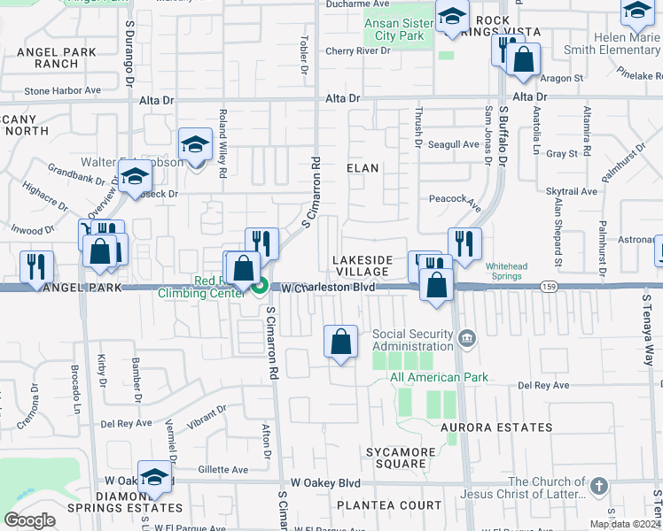 map of restaurants, bars, coffee shops, grocery stores, and more near 1044 Grammy Drive in Las Vegas