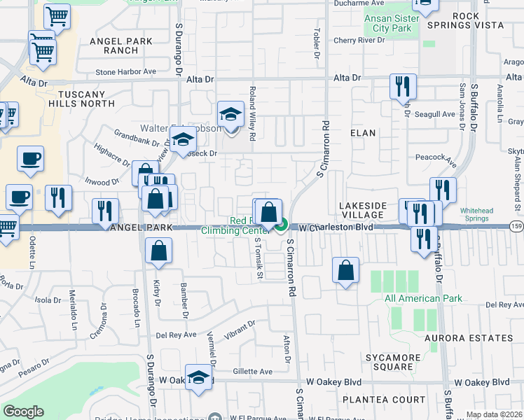 map of restaurants, bars, coffee shops, grocery stores, and more near 8324 West Charleston Boulevard in Las Vegas