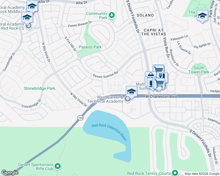 map of restaurants, bars, coffee shops, grocery stores, and more near 1041 Big Oak Flat Court in Las Vegas