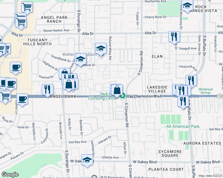 map of restaurants, bars, coffee shops, grocery stores, and more near 8324 West Charleston Boulevard in Las Vegas