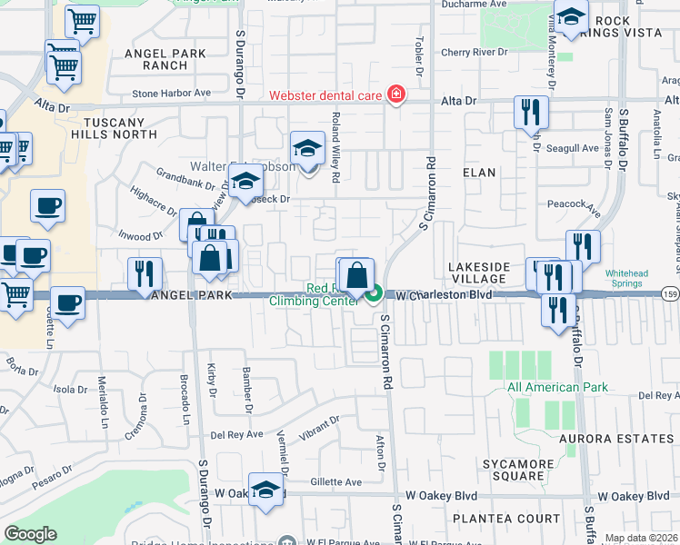 map of restaurants, bars, coffee shops, grocery stores, and more near 8324 West Charleston Boulevard in Las Vegas