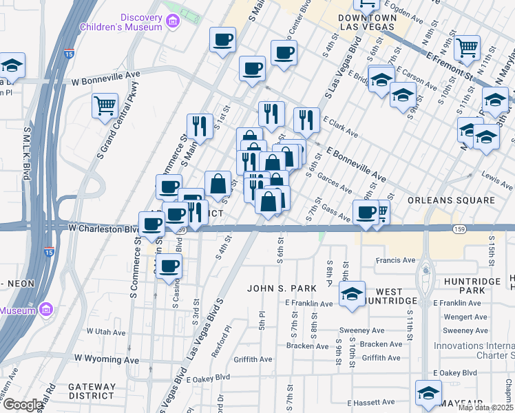 map of restaurants, bars, coffee shops, grocery stores, and more near 900 South Las Vegas Boulevard in Las Vegas