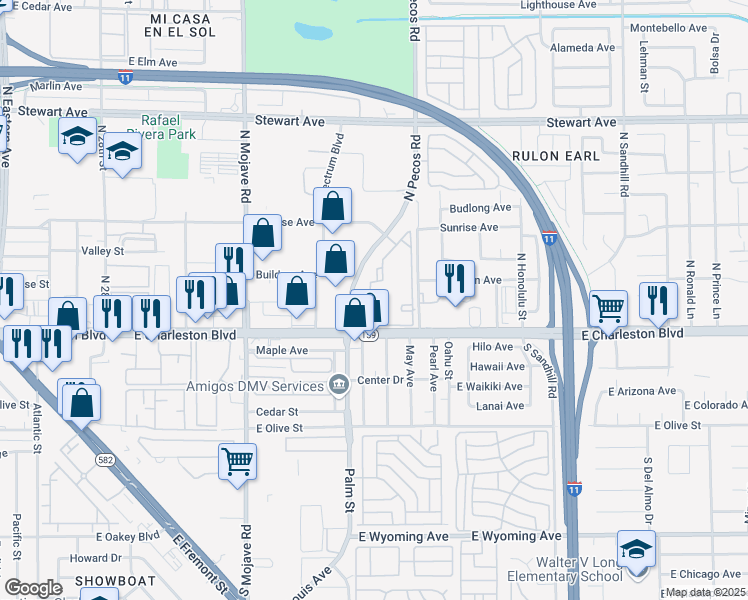 map of restaurants, bars, coffee shops, grocery stores, and more near in Las Vegas