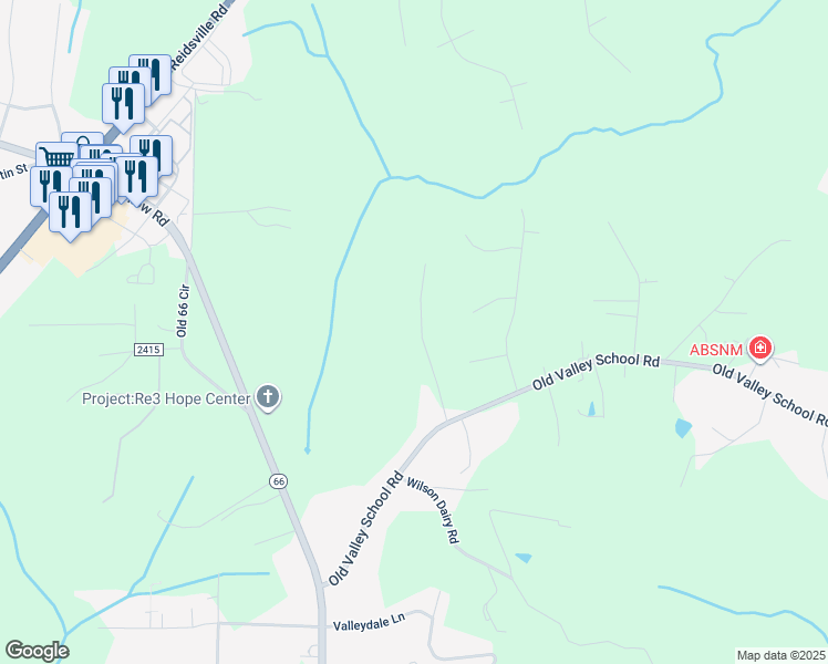 map of restaurants, bars, coffee shops, grocery stores, and more near 2542 Fdy Joyce Road in Kernersville