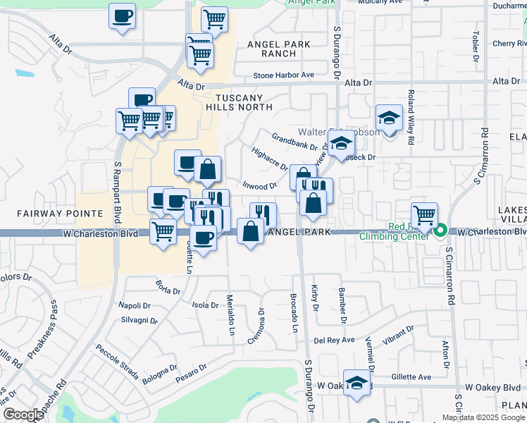 map of restaurants, bars, coffee shops, grocery stores, and more near 8600 Nevada 159 in Las Vegas