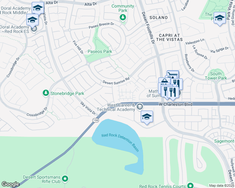 map of restaurants, bars, coffee shops, grocery stores, and more near 12076 Cardinal Climber Court in Las Vegas