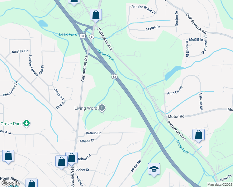 map of restaurants, bars, coffee shops, grocery stores, and more near 4968 Trent Hill Drive in Winston-Salem