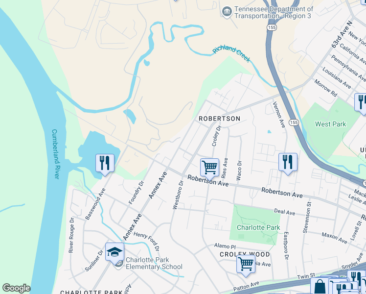 map of restaurants, bars, coffee shops, grocery stores, and more near 622C Annex Avenue in Nashville