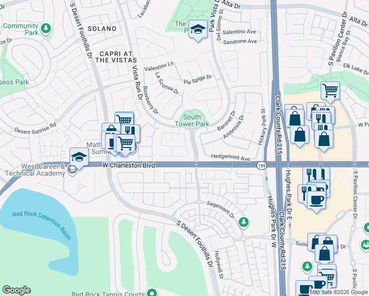 map of restaurants, bars, coffee shops, grocery stores, and more near 11417 Drappo Avenue in Las Vegas
