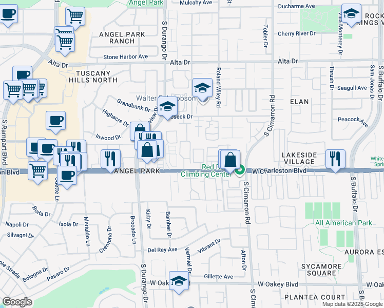 map of restaurants, bars, coffee shops, grocery stores, and more near 8400 West Charleston Boulevard in Las Vegas