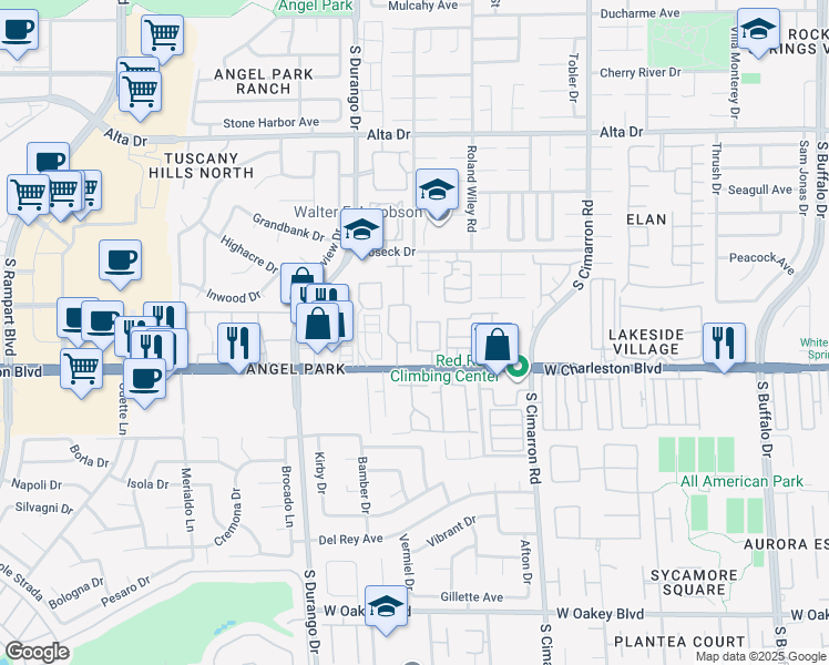 map of restaurants, bars, coffee shops, grocery stores, and more near 8400 West Charleston Boulevard in Las Vegas