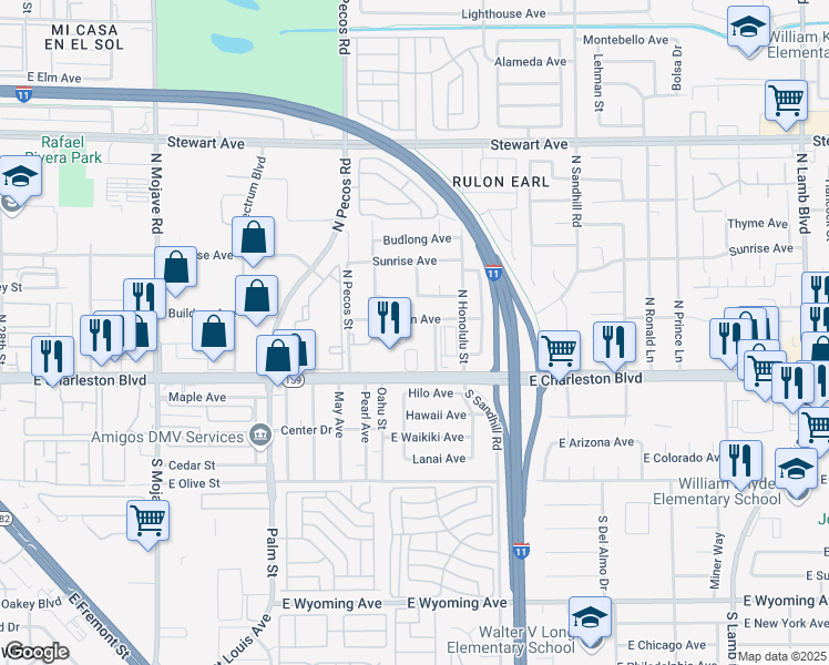 map of restaurants, bars, coffee shops, grocery stores, and more near 29 Gold Bar Court in Las Vegas