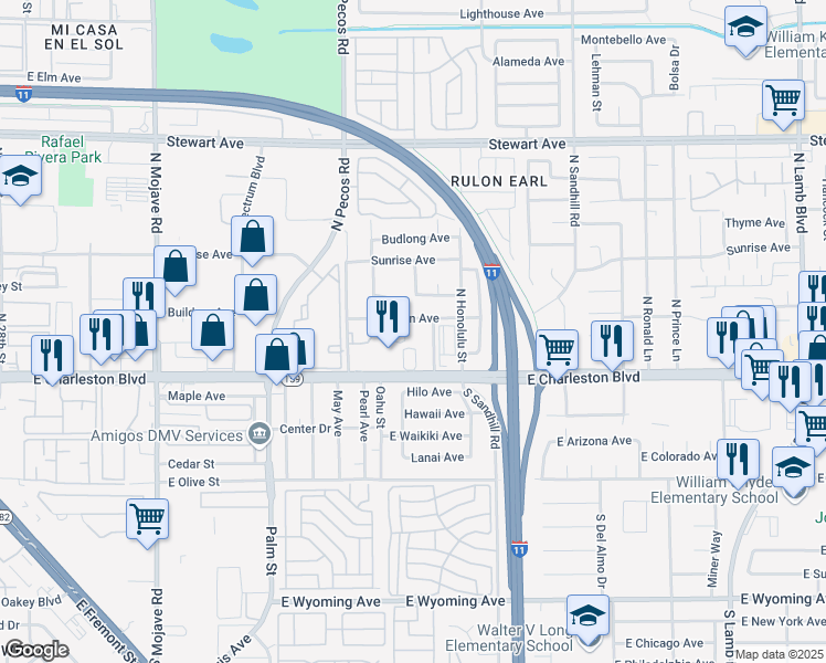 map of restaurants, bars, coffee shops, grocery stores, and more near 29 Gold Bar Court in Las Vegas