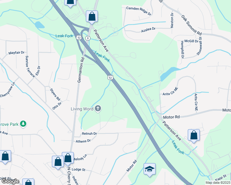 map of restaurants, bars, coffee shops, grocery stores, and more near 4963 Trent Hill Drive in Winston-Salem