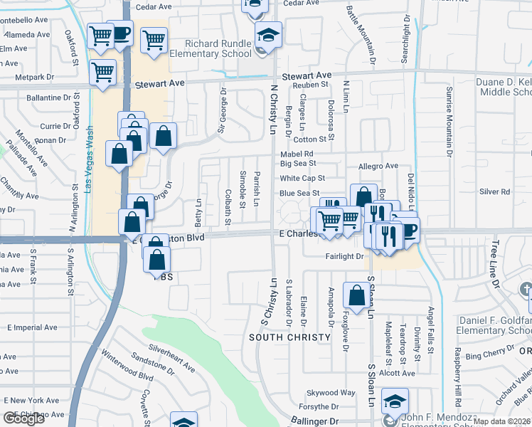 map of restaurants, bars, coffee shops, grocery stores, and more near 5545 Orchard Lane in Las Vegas